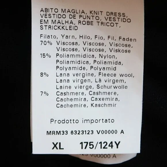 Marina Rinaldi Black Beige Viscose Wool Cashmere Striped Knit Shift Midi Dress - Picture 10 of 11